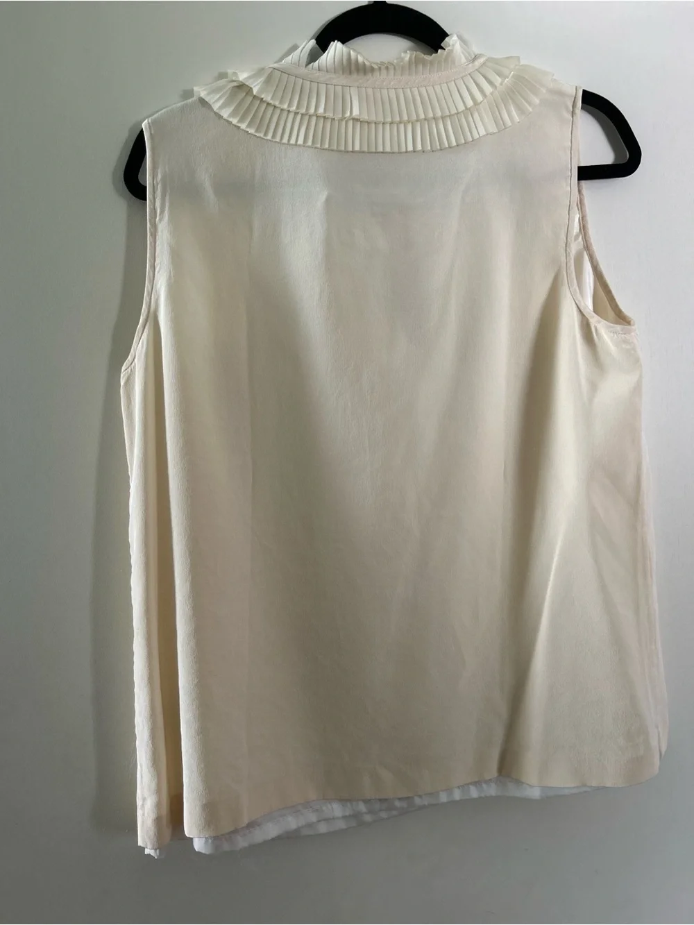 kate spade Cream Pleated Ruffle Tie-Neck Sleeveless Blouse